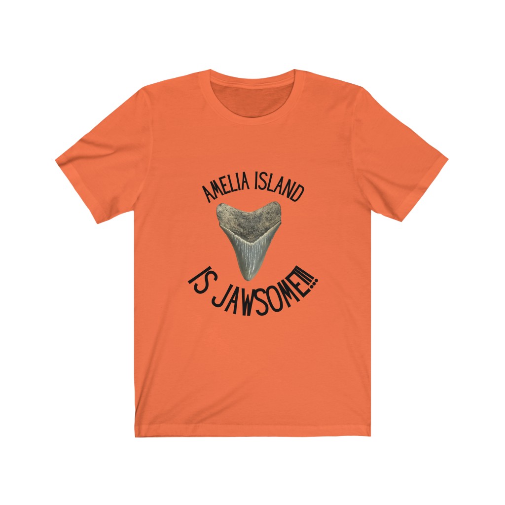 Amelia Island is Jawsome! | Amelia Island, Florida Shark Tooth Hunting T-Shirt | Megalodon Tooth Shirt | Shark Tooth Hunting Unisex Jersey Short Sleeve Tee - Image 2