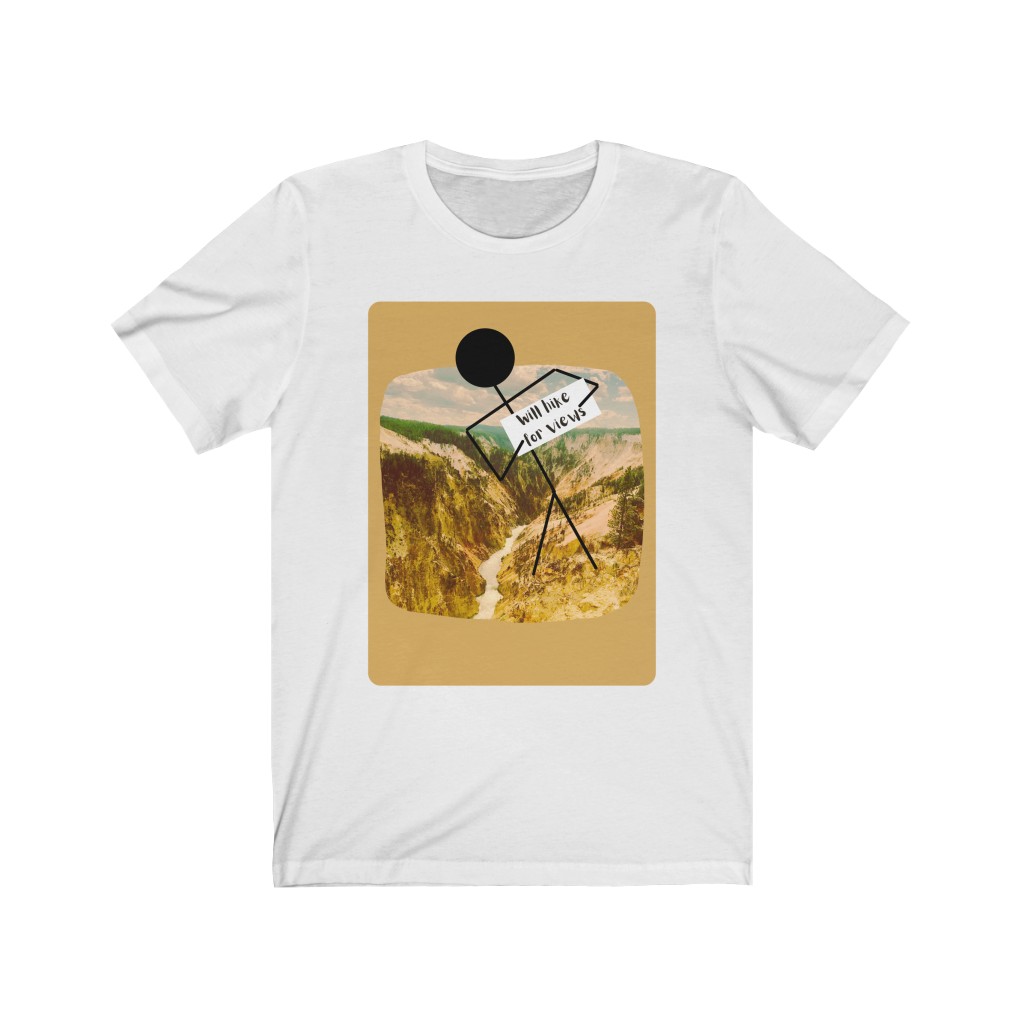Will Hike For Views | Grand Canyon of Yellowstone | Hiker T-Shirt | Hiking T-Shirt | Yellowstone National Park | Funny Hiking T- Shirt - Image 2