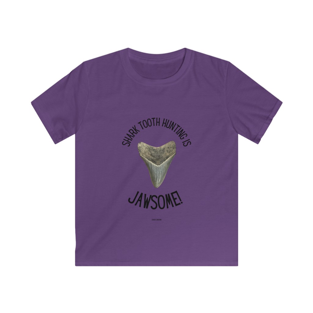 Shark Tooth Hunting Is Jawsome! Kids Softstyle Tee - Image 4