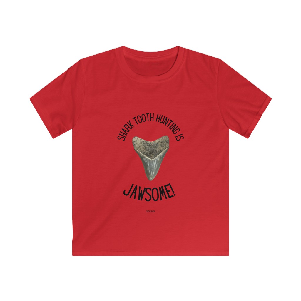 Shark Tooth Hunting Is Jawsome! Kids Softstyle Tee - Image 5
