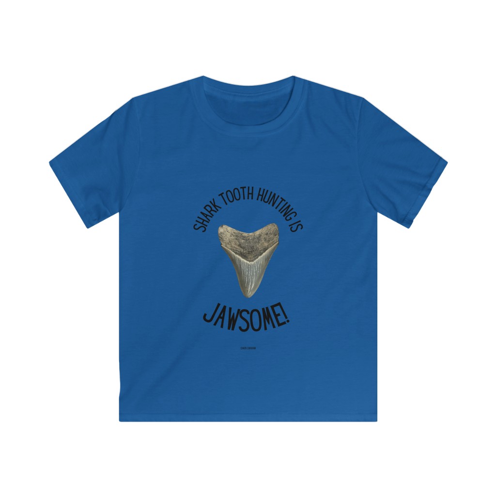 Shark Tooth Hunting Is Jawsome! Kids Softstyle Tee - Image 3