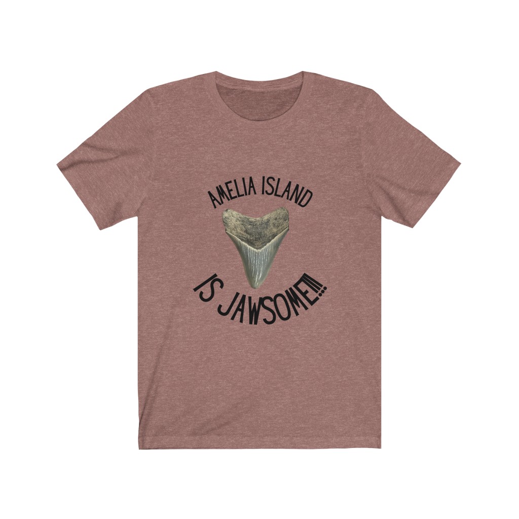 Amelia Island is Jawsome! | Amelia Island, Florida Shark Tooth Hunting T-Shirt | Megalodon Tooth Shirt | Shark Tooth Hunting Unisex Jersey Short Sleeve Tee - Image 3
