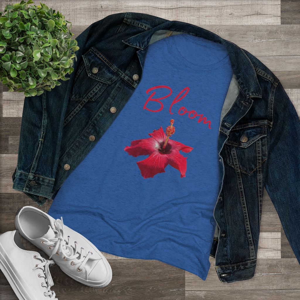 Hibiscus Bloom | Tropical Flower | Bloom Women's Triblend Tee - Image 10