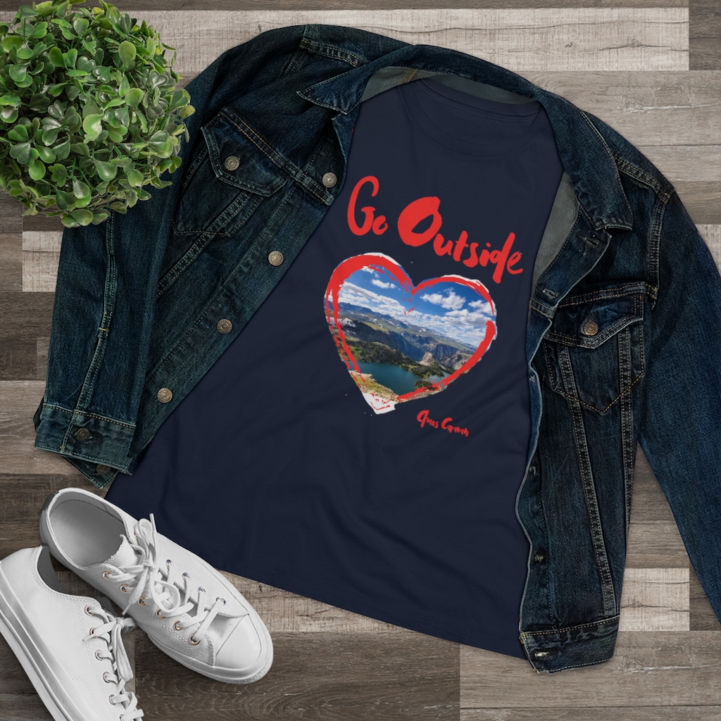 Go Outside T-Shirt | Mountain Lake | Women's Premium Tee - Image 2