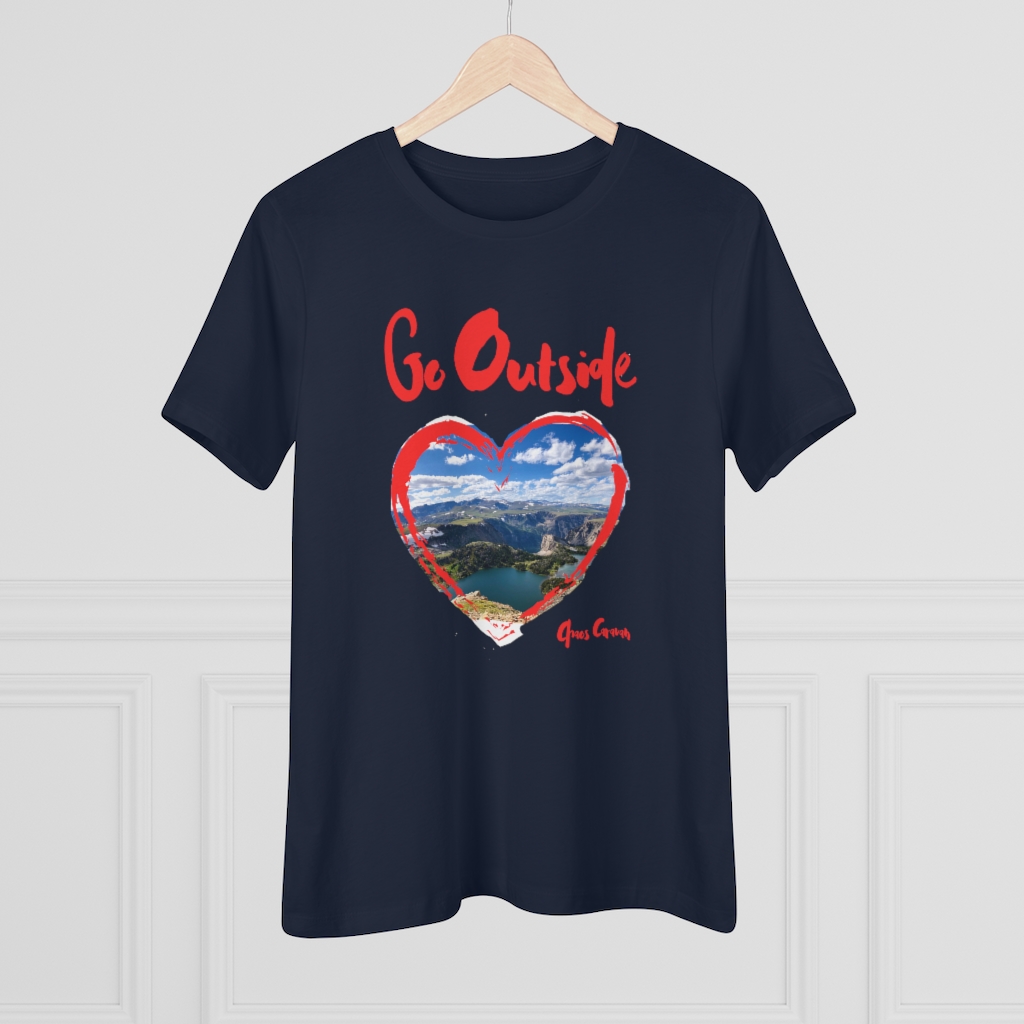 Go Outside T-Shirt | Mountain Lake | Women's Premium Tee - Image 3