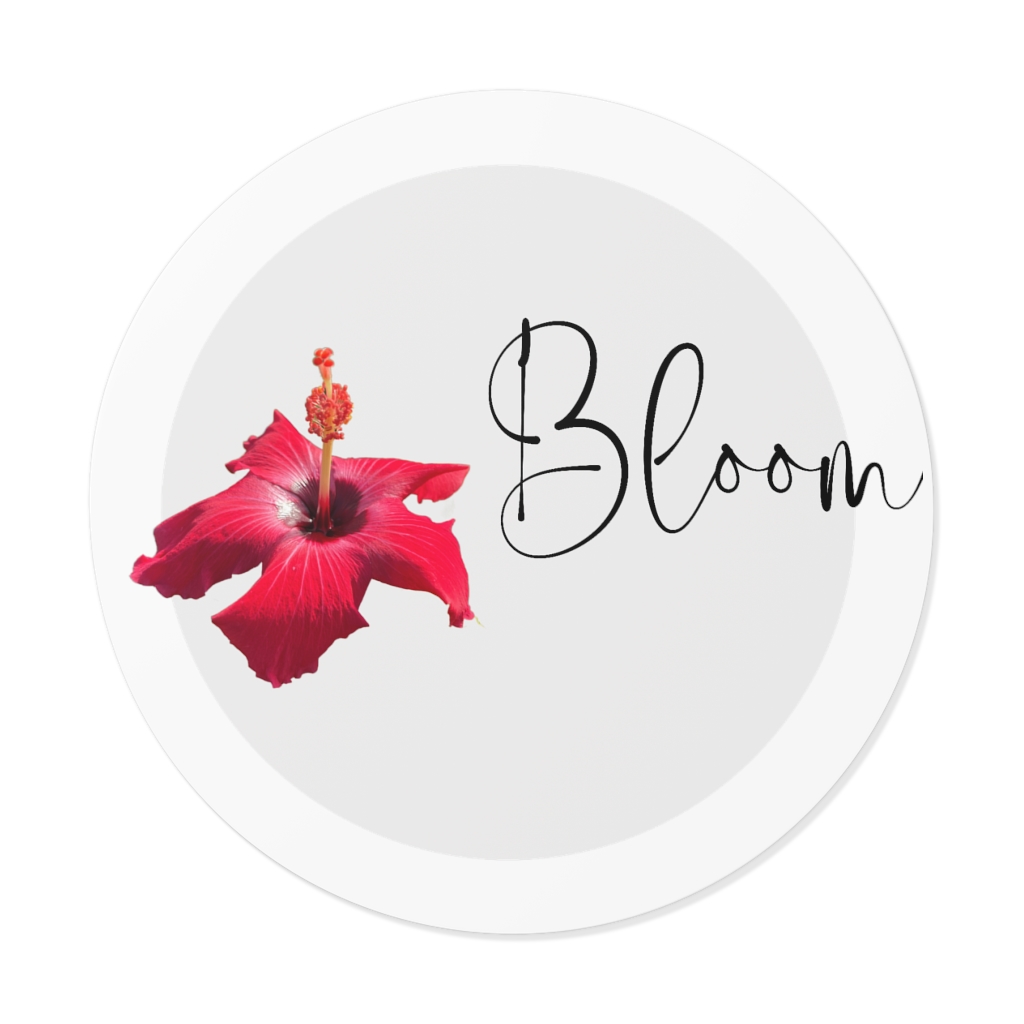 Hibiscus Flower Bloom Round Vinyl Stickers - Image 5