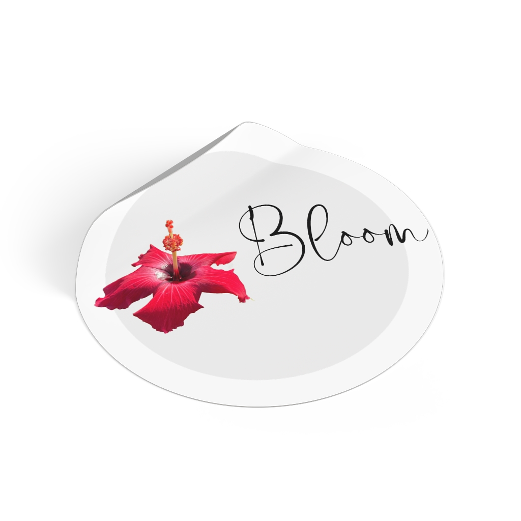 Hibiscus Flower Bloom Round Vinyl Stickers - Image 6
