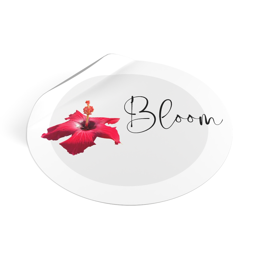 Hibiscus Flower Bloom Round Vinyl Stickers - Image 10