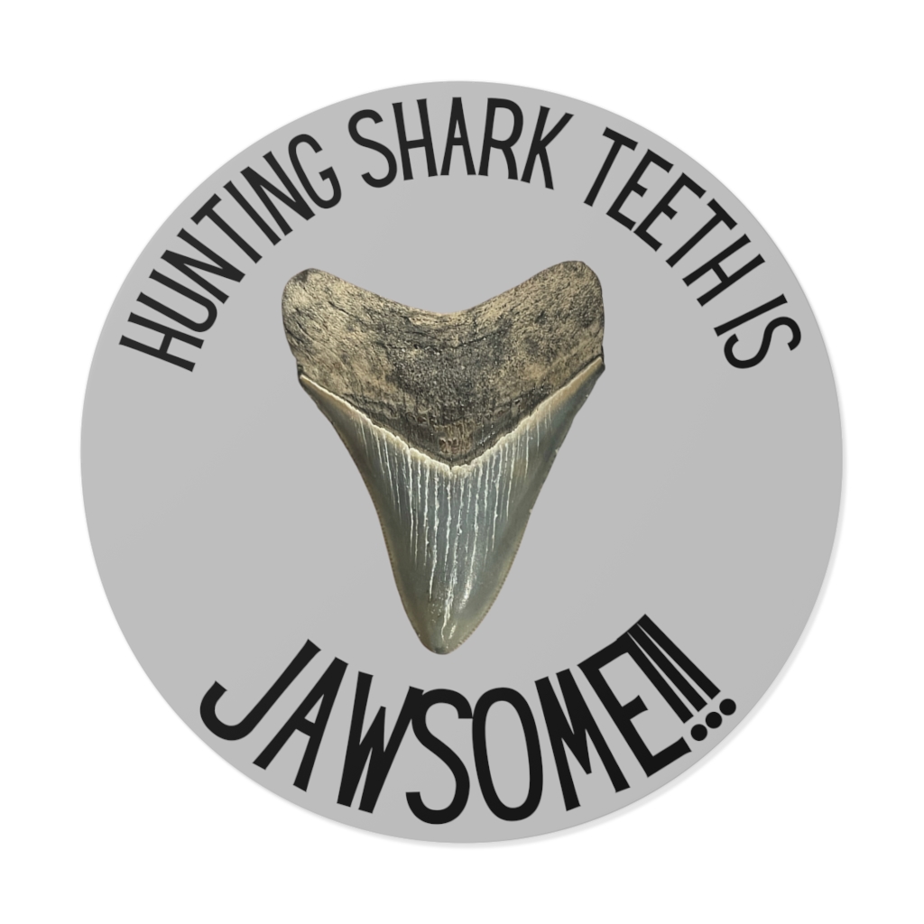 Hunting Shark Teeth is Jawsome Round Vinyl Stickers Grey - Image 9