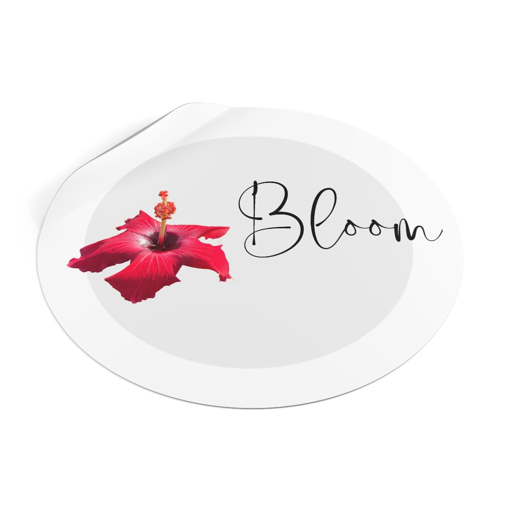 Hibiscus Flower Bloom Round Vinyl Stickers - Image 14