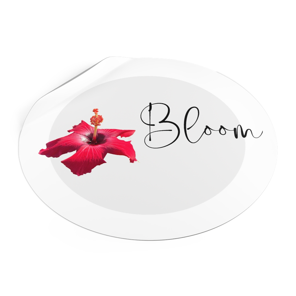 Hibiscus Flower Bloom Round Vinyl Stickers - Image 18