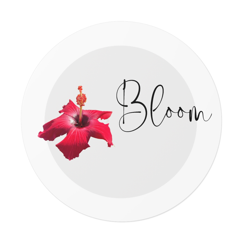 Hibiscus Flower Bloom Round Vinyl Stickers