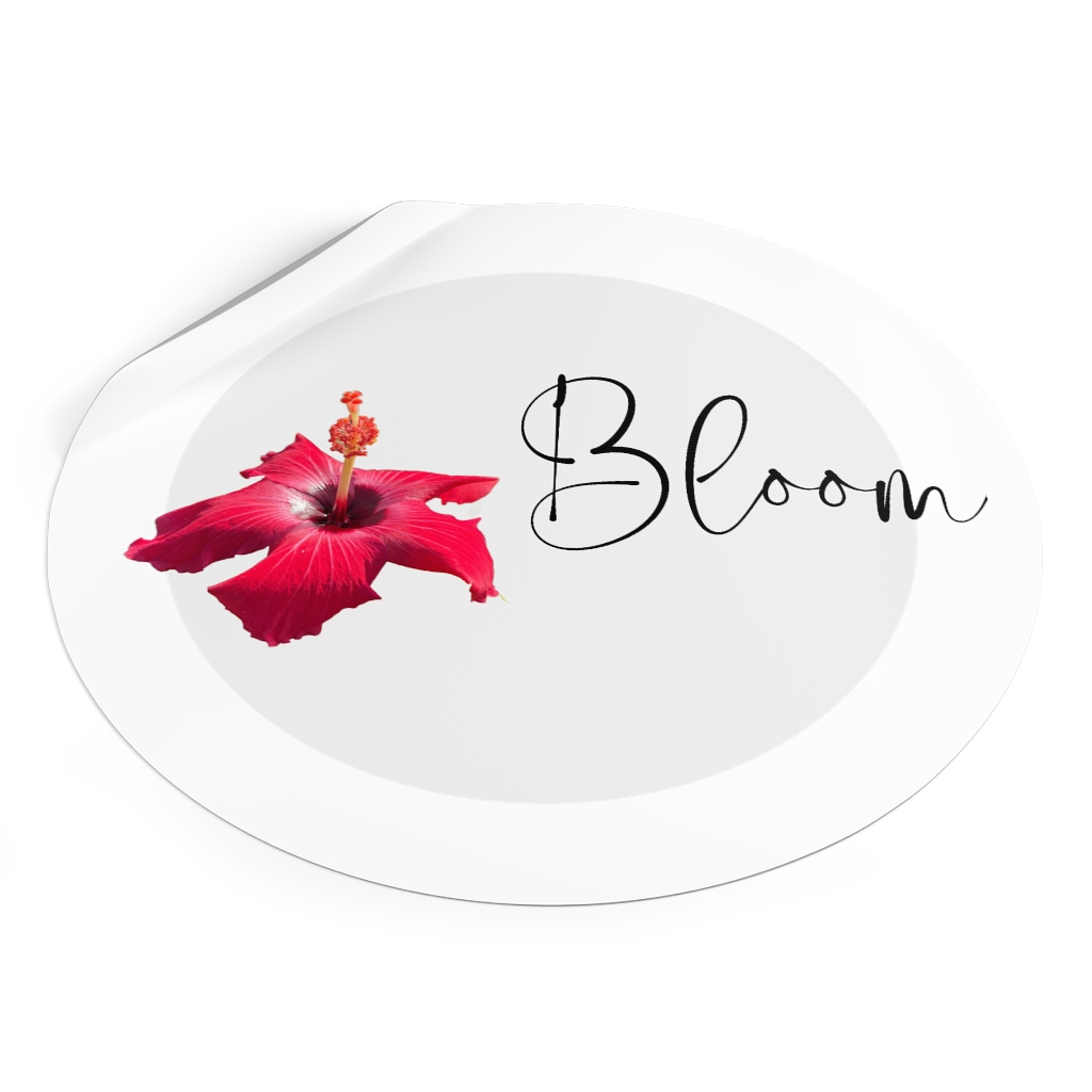 Hibiscus Flower Bloom Round Vinyl Stickers - Image 2