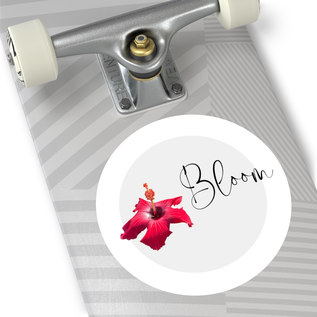 Hibiscus Flower Bloom Round Vinyl Stickers - Image 4