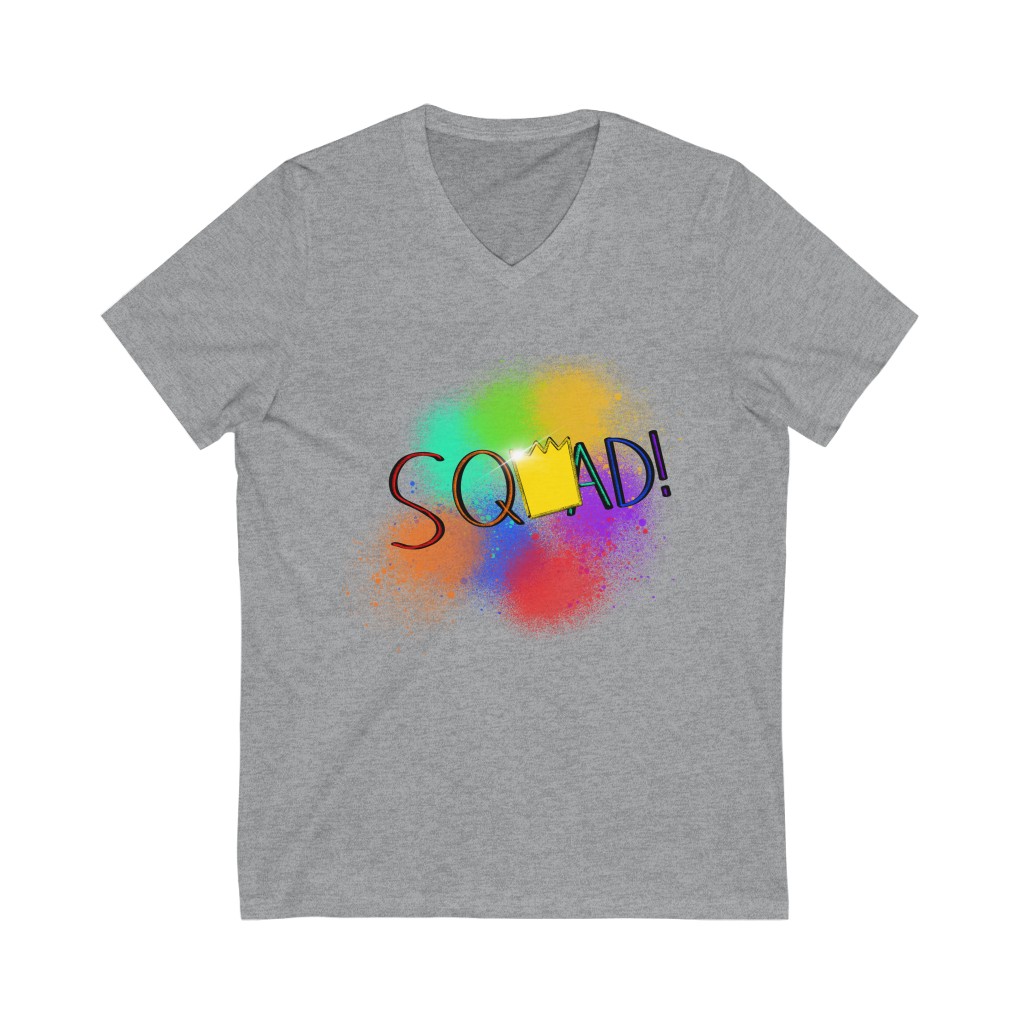 Squad! Royalty Paint Splatter Unisex Jersey Short Sleeve V-Neck Tee - Image 3