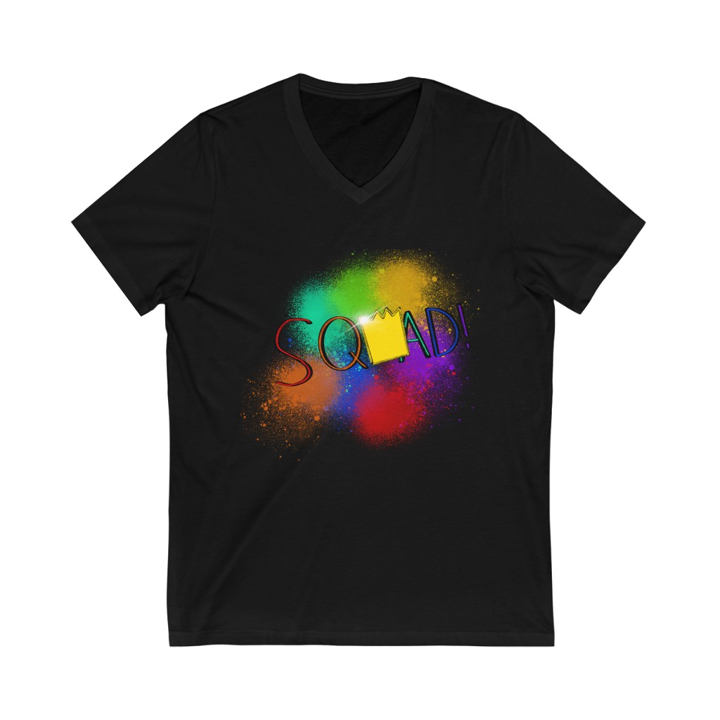 Squad! Royalty Paint Splatter Unisex Jersey Short Sleeve V-Neck Tee - Image 2