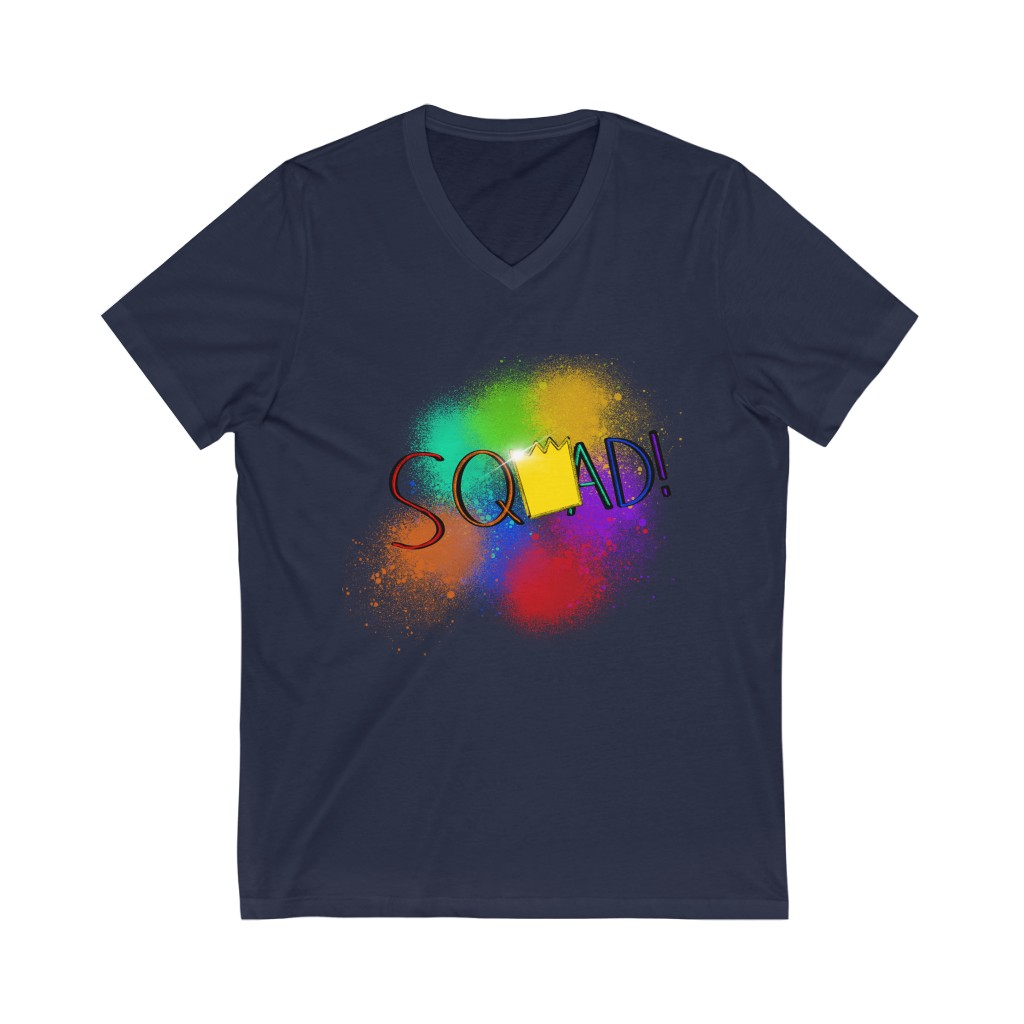 Squad! Royalty Paint Splatter Unisex Jersey Short Sleeve V-Neck Tee - Image 4