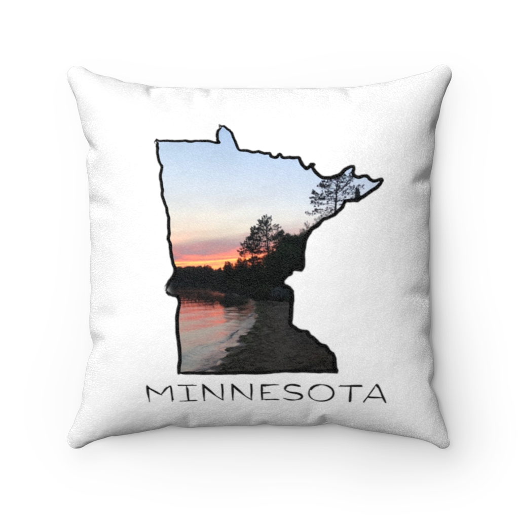 Minnesota Pillow | Minnesota Lake Life | Sunset Faux Suede Square Pillow Case - Image 2