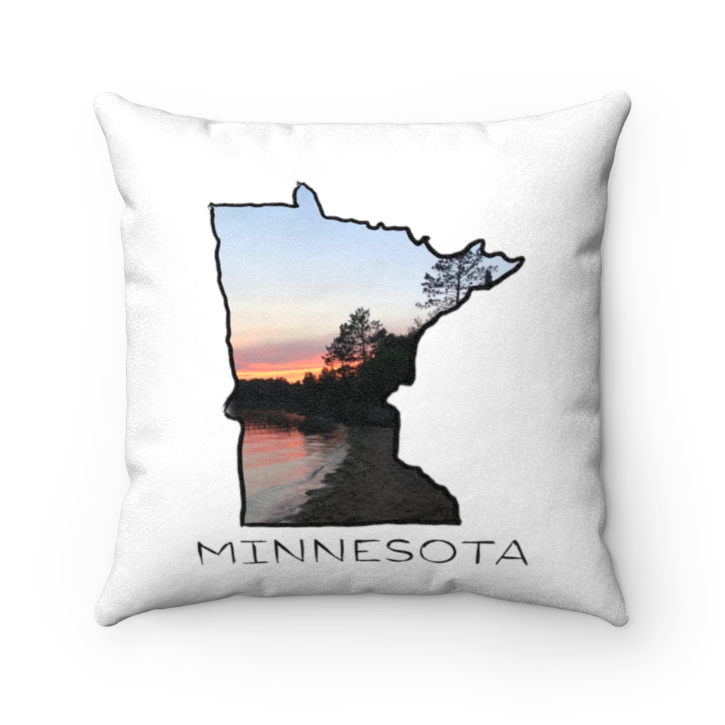 Minnesota Pillow | Minnesota Lake Life | Sunset Faux Suede Square Pillow Case
