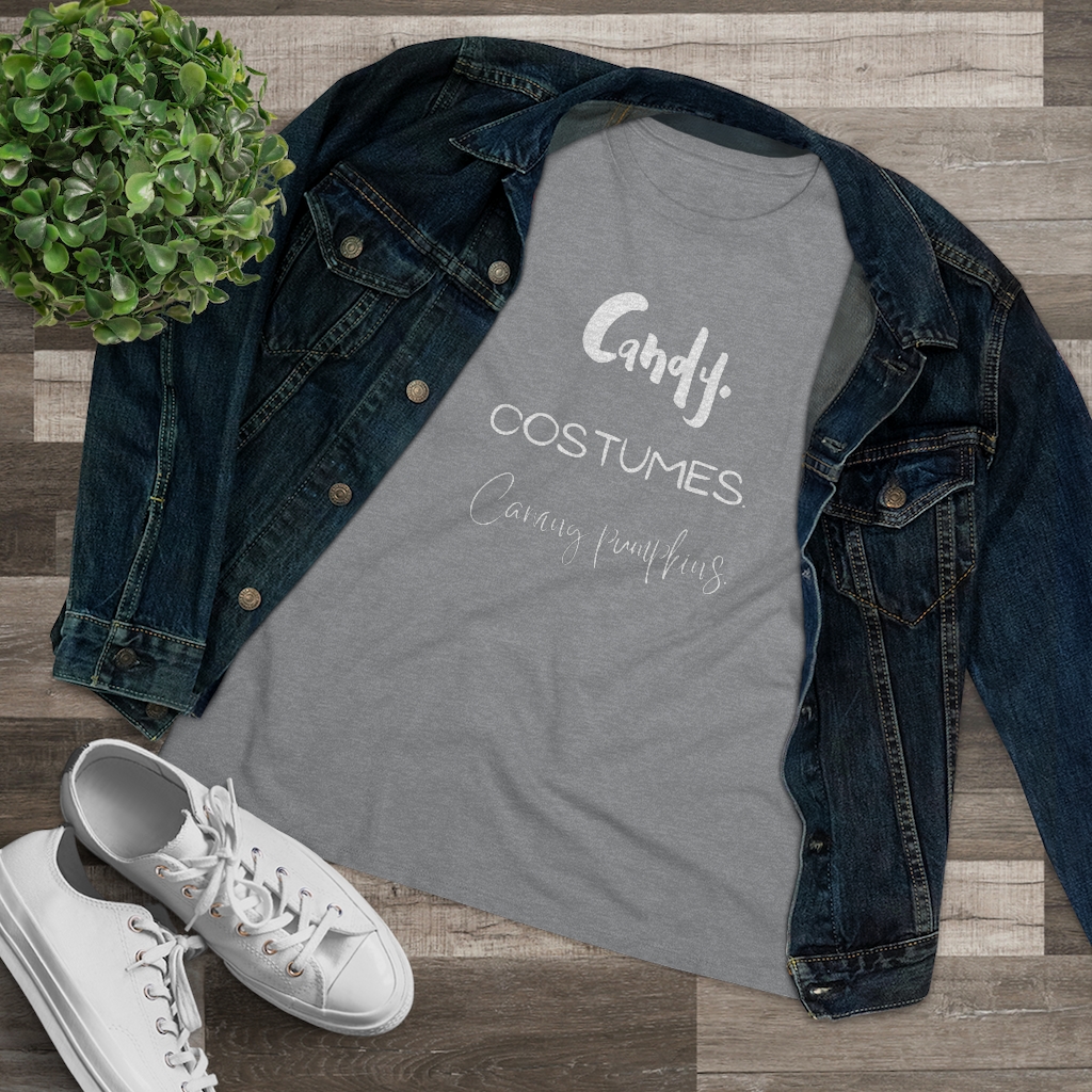 Candy | Costumes | Carving Pumpkins | Halloween Women's Premium Tee - Image 6