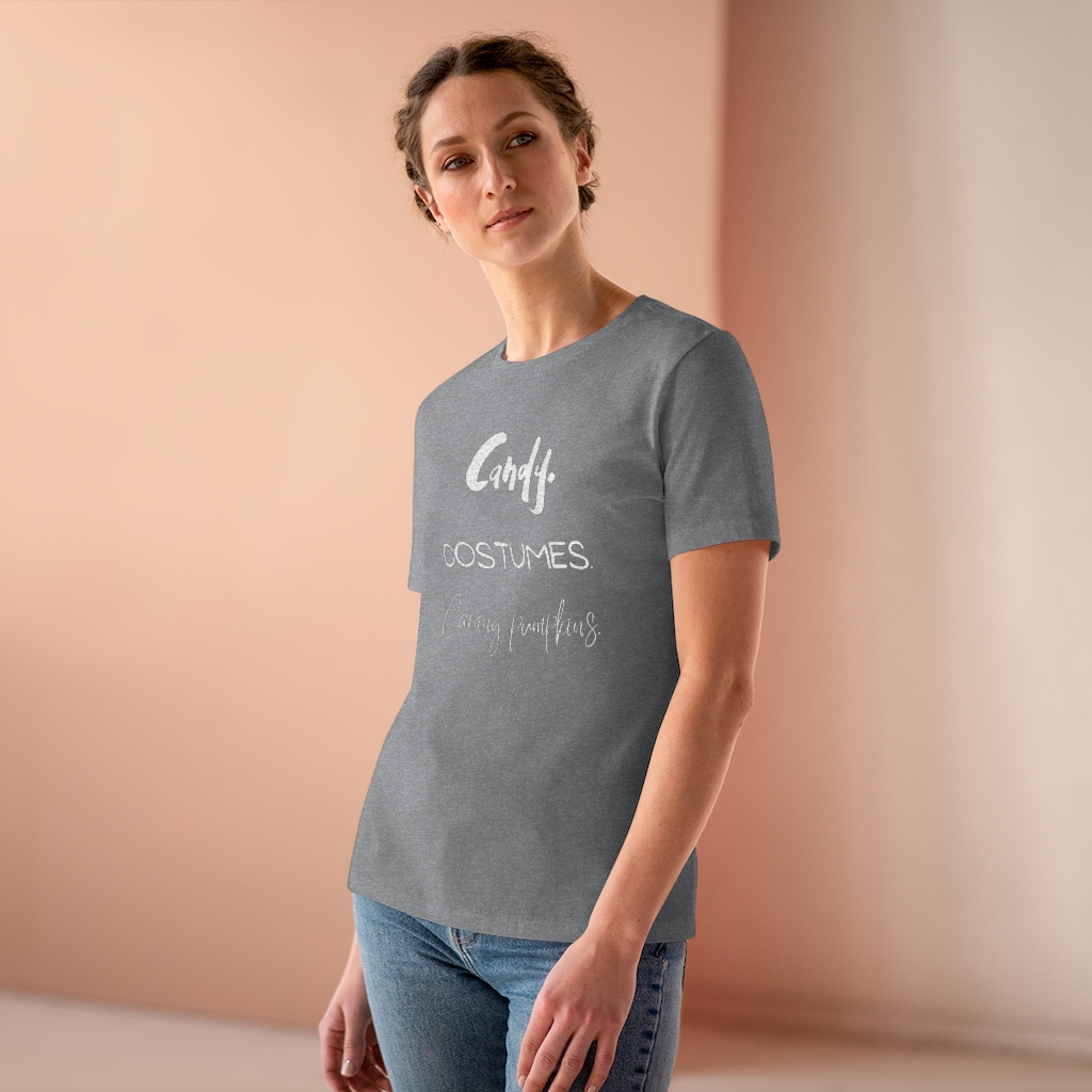 Candy | Costumes | Carving Pumpkins | Halloween Women's Premium Tee - Image 8