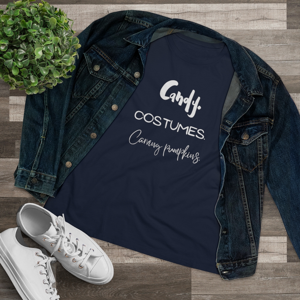 Candy | Costumes | Carving Pumpkins | Halloween Women's Premium Tee - Image 14