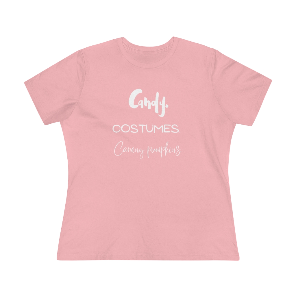 Candy | Costumes | Carving Pumpkins | Halloween Women's Premium Tee - Image 21