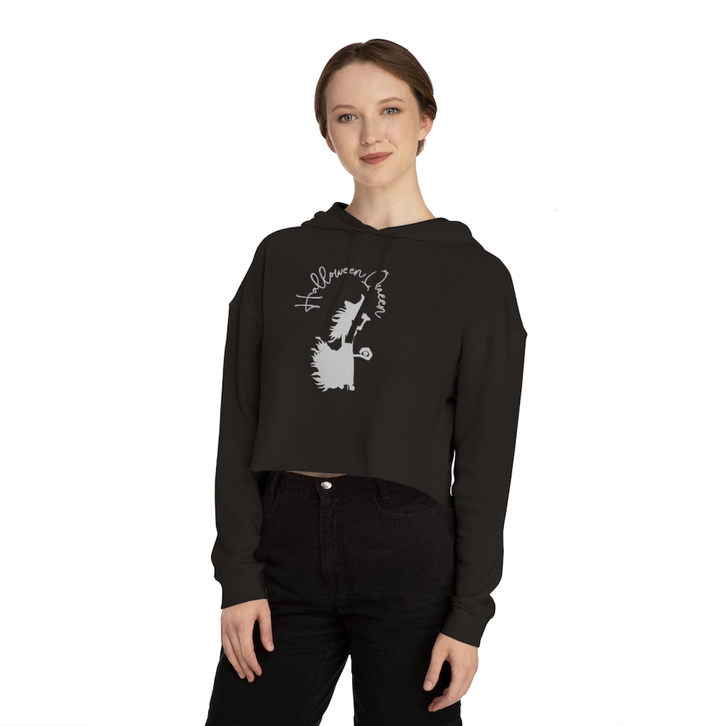 Halloween Queen Hoodie | Funny Halloween | Witch Women’s Cropped Hooded Sweatshirt - Image 2