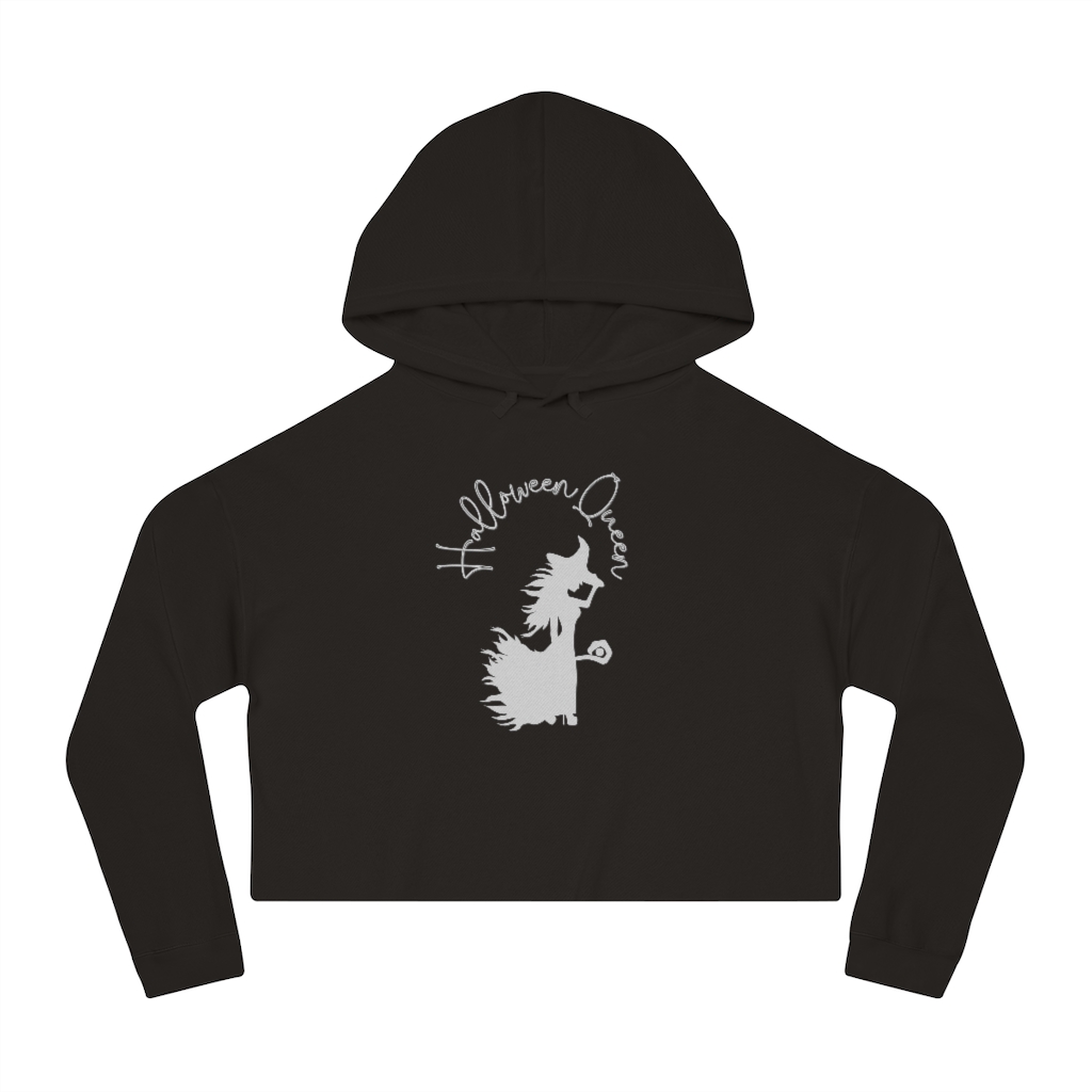 Halloween Queen Hoodie | Funny Halloween | Witch Women’s Cropped Hooded Sweatshirt