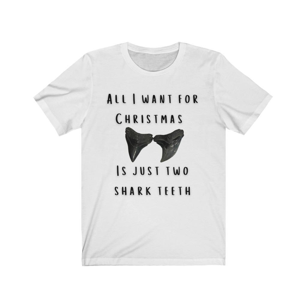 All I Want For Christmas Is My Two Shark Teeth Unisex Jersey Short Sleeve Tee - Image 2