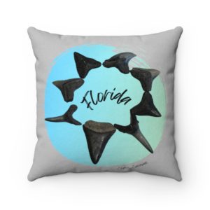 Florida Shark Tooth Faux Suede Square Pillow