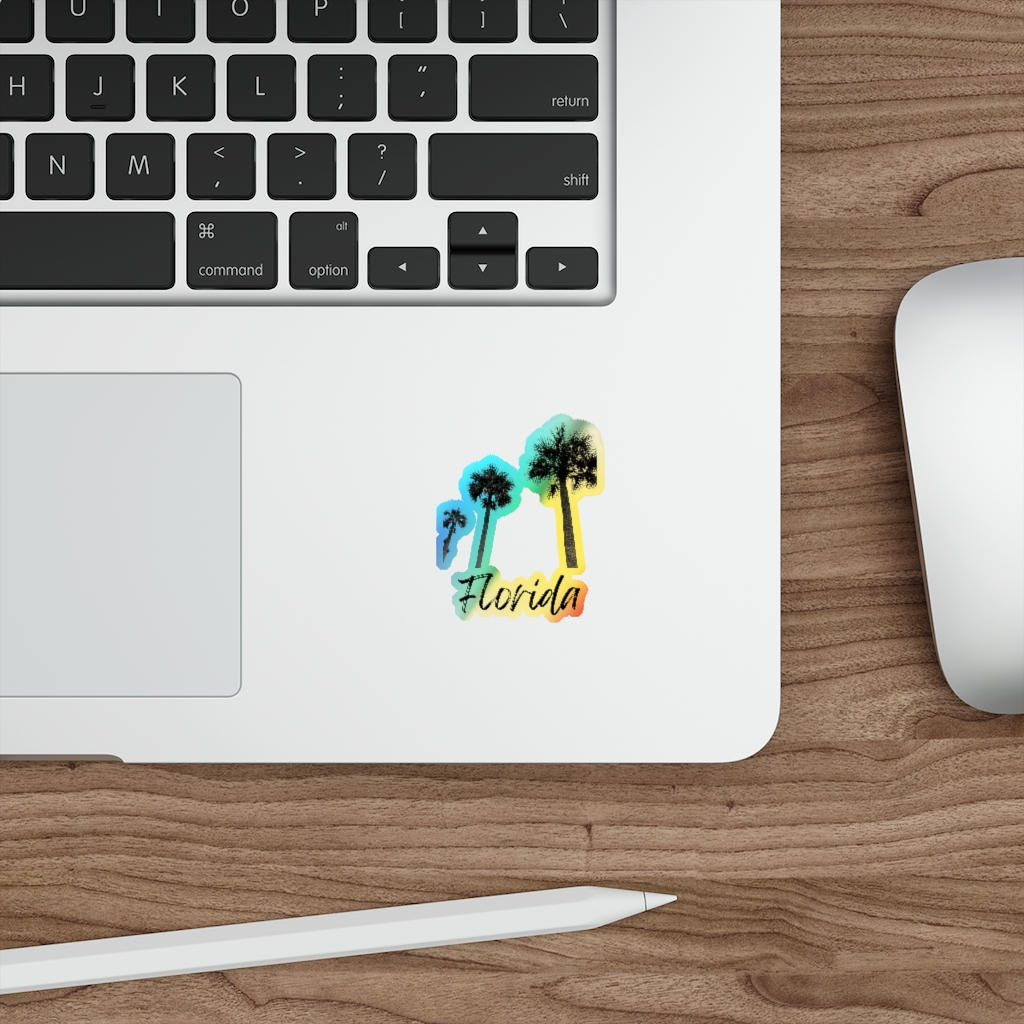 Florida Palm Tree Holographic Die-cut Stickers - Image 6