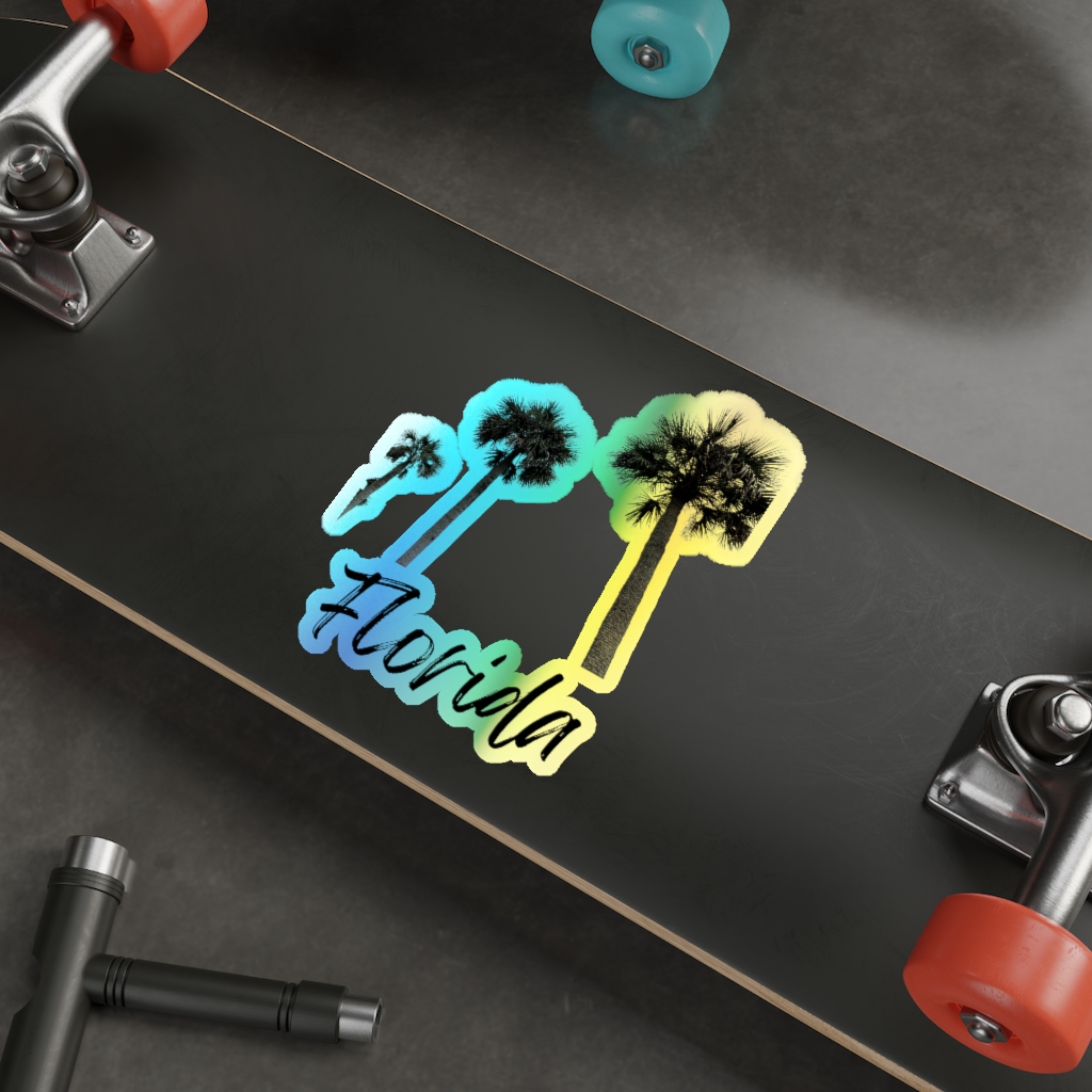 Florida Palm Tree Holographic Die-cut Stickers - Image 2
