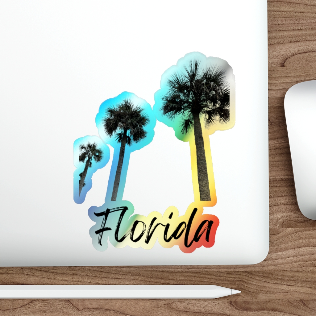 Florida Palm Tree Holographic Die-cut Stickers - Image 3