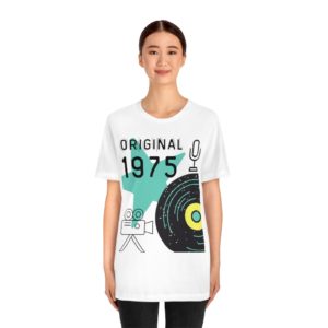 Original 1975 Tee | Vintage | Record | Microphone | Camcorder | Star | Throwback Unisex Jersey Short Sleeve Tee