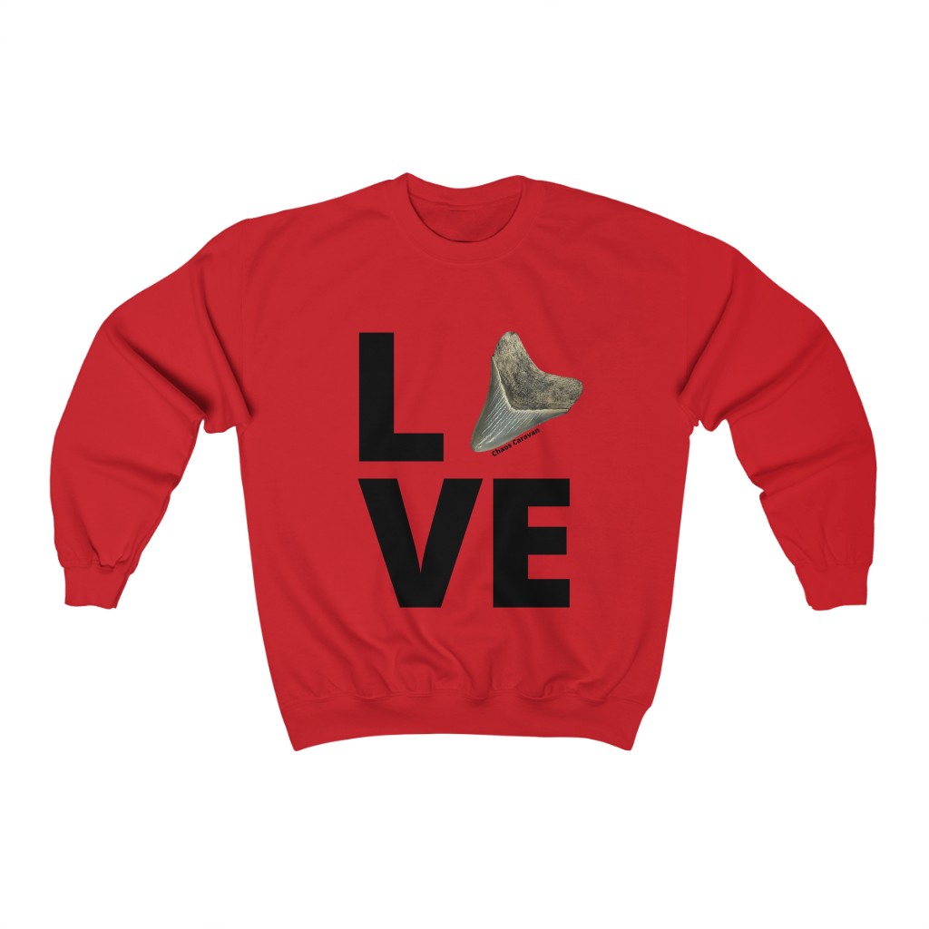 Megalodon Love Sweatshirt | Shark Tooth | Fossil | Shark Tooth Hunting | Megalodon Tooth Unisex Heavy Blend™ Crewneck Sweatshirt