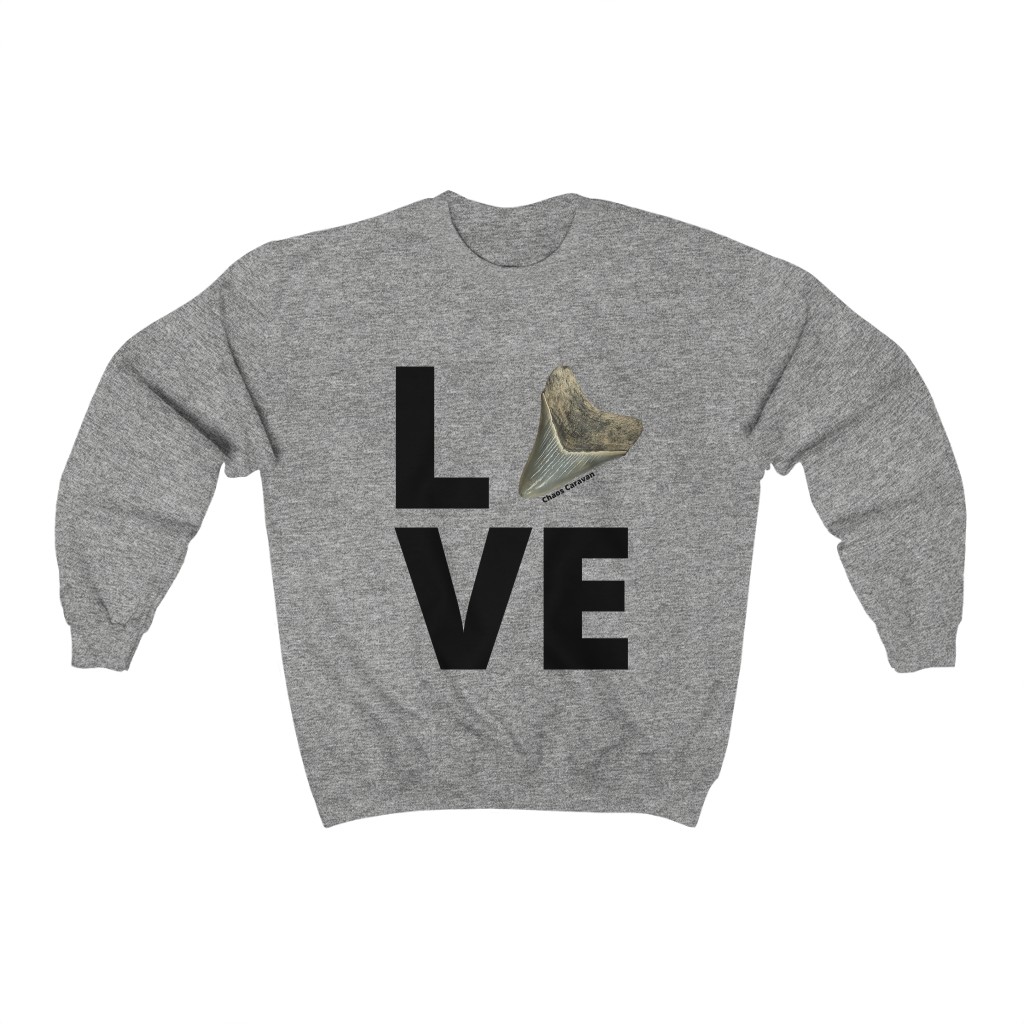 Megalodon Love Sweatshirt | Shark Tooth | Fossil | Shark Tooth Hunting | Megalodon Tooth Unisex Heavy Blend™ Crewneck Sweatshirt - Image 3