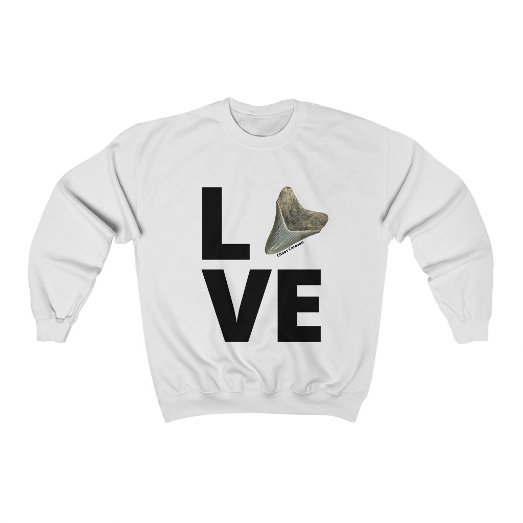 Megalodon Love Sweatshirt | Shark Tooth | Fossil | Shark Tooth Hunting | Megalodon Tooth Unisex Heavy Blend™ Crewneck Sweatshirt - Image 2