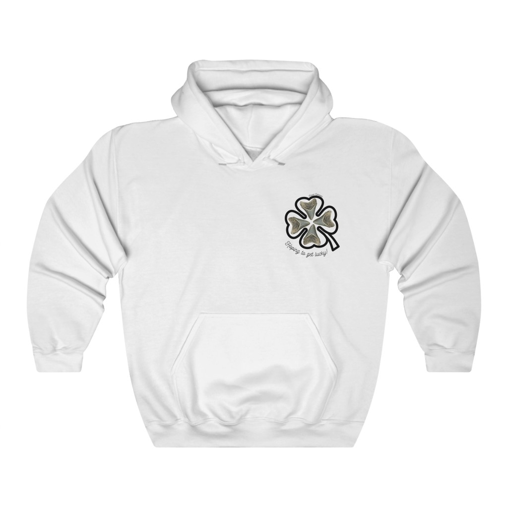 Megalodon Tooth Shamrock | St. Patrick’s Day Shark Tooth Lucky Hoodie | Four Leaf Clover Unisex Heavy Blend™ Hooded Sweatshirt - Image 3