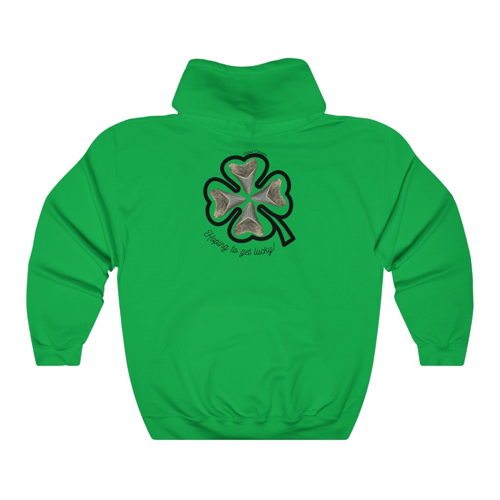 Megalodon Tooth Shamrock | St. Patrick’s Day Shark Tooth Lucky Hoodie | Four Leaf Clover Unisex Heavy Blend™ Hooded Sweatshirt - Image 2