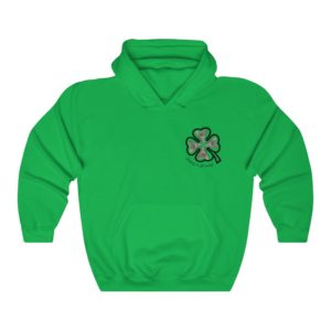 Megalodon Tooth Shamrock | St. Patrick’s Day Shark Tooth Lucky Hoodie | Four Leaf Clover Unisex Heavy Blend™ Hooded Sweatshirt