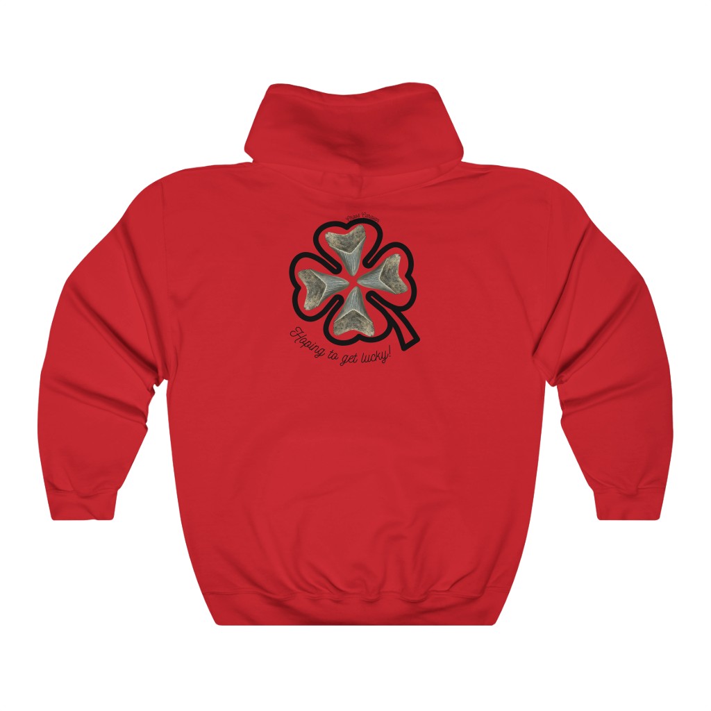 Megalodon Tooth Shamrock | St. Patrick’s Day Shark Tooth Lucky Hoodie | Four Leaf Clover Unisex Heavy Blend™ Hooded Sweatshirt - Image 12
