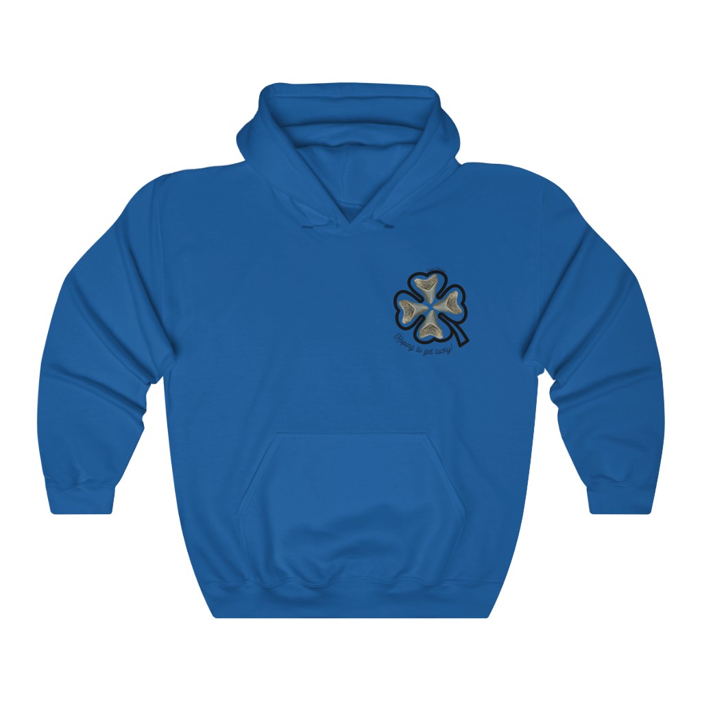 Megalodon Tooth Shamrock | St. Patrick’s Day Shark Tooth Lucky Hoodie | Four Leaf Clover Unisex Heavy Blend™ Hooded Sweatshirt - Image 9