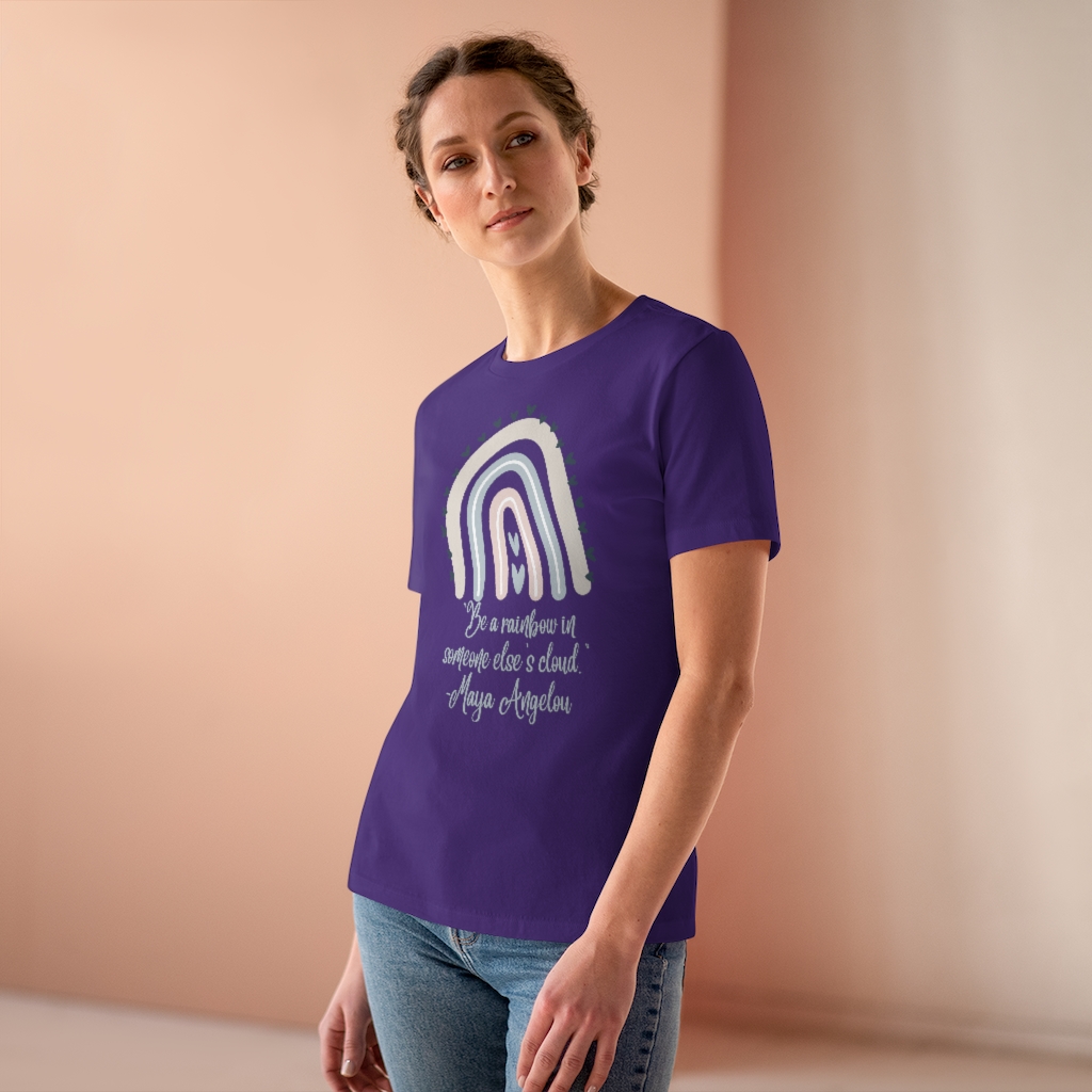 Be a Rainbow in Someone Else’s Cloud T-shirt | Maya Angelou | Inspirational | Women's Premium Tee - Image 20
