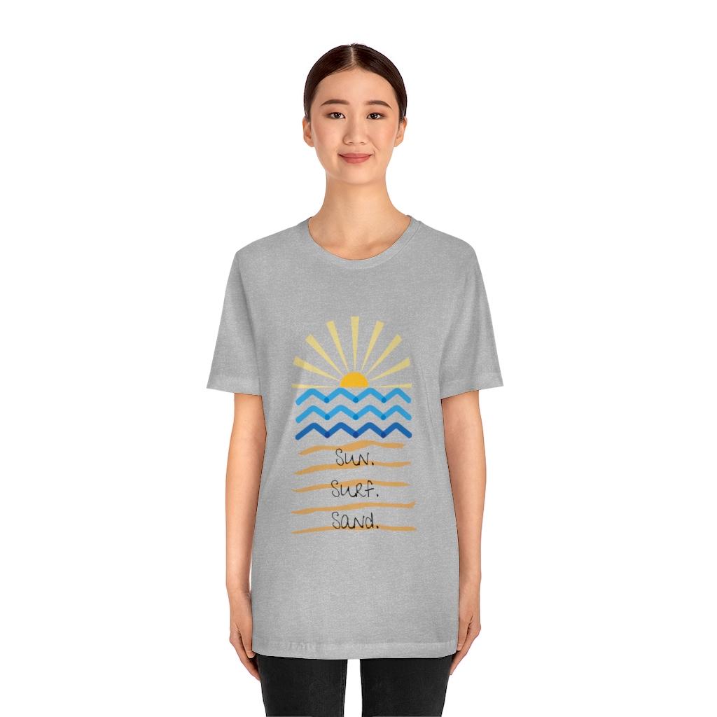 Sun. Surf. Sand. Tee | Beach Shirt | Summer Shirt | Sunset Sunrise Shirt | Ocean Shirt| Vacation Unisex Jersey Short Sleeve Tee - Image 14