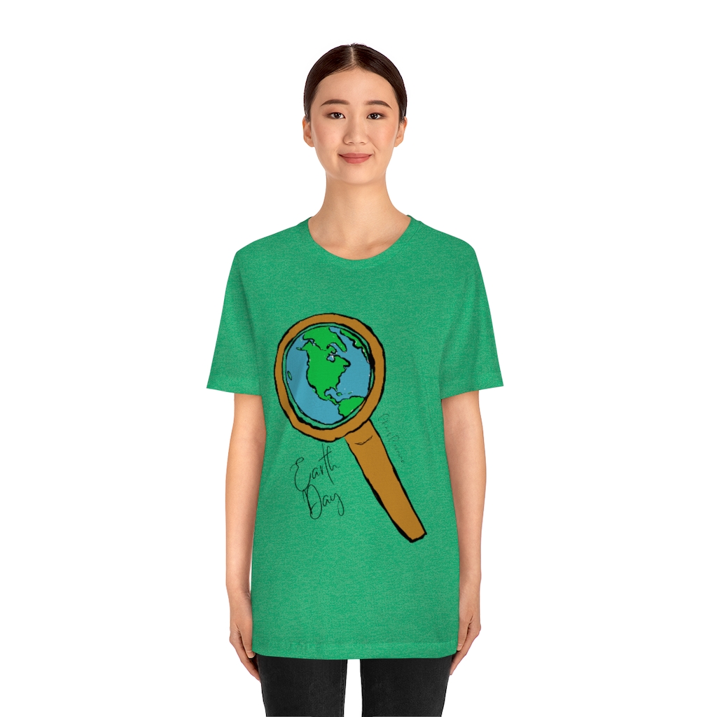 Earth Day T-Shirt | Globe Shirt | World Tee | Magnifying Glass and Earth  Shirt |Unisex Jersey Short Sleeve Tee - Image 14