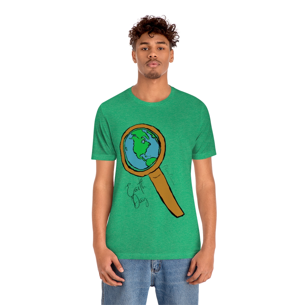 Earth Day T-Shirt | Globe Shirt | World Tee | Magnifying Glass and Earth  Shirt |Unisex Jersey Short Sleeve Tee - Image 15