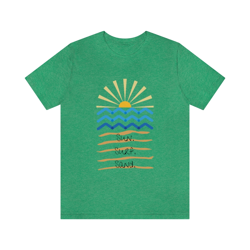 Sun. Surf. Sand. Tee | Beach Shirt | Summer Shirt | Sunset Sunrise Shirt | Ocean Shirt| Vacation Unisex Jersey Short Sleeve Tee - Image 10