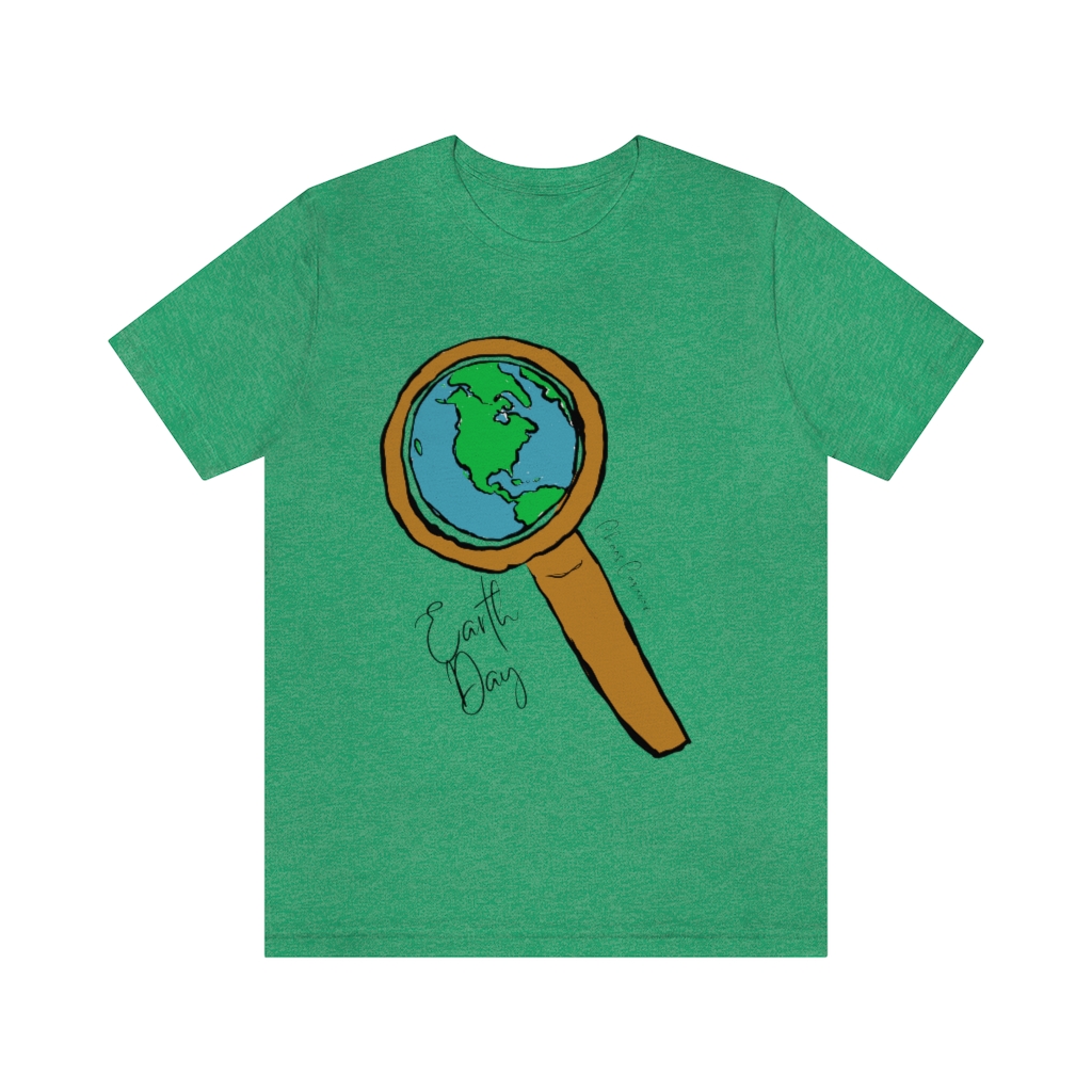 Earth Day T-Shirt | Globe Shirt | World Tee | Magnifying Glass and Earth  Shirt |Unisex Jersey Short Sleeve Tee - Image 13