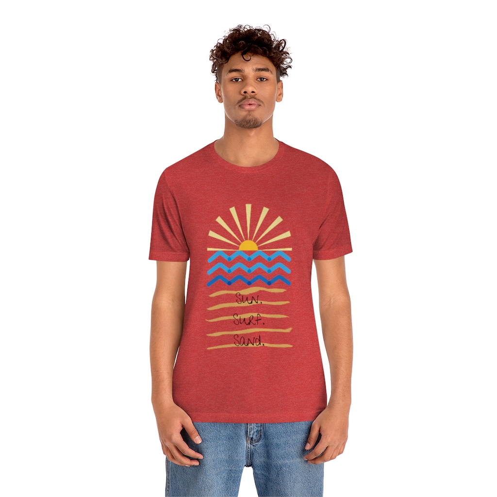 Sun. Surf. Sand. Tee | Beach Shirt | Summer Shirt | Sunset Sunrise Shirt | Ocean Shirt| Vacation Unisex Jersey Short Sleeve Tee - Image 21